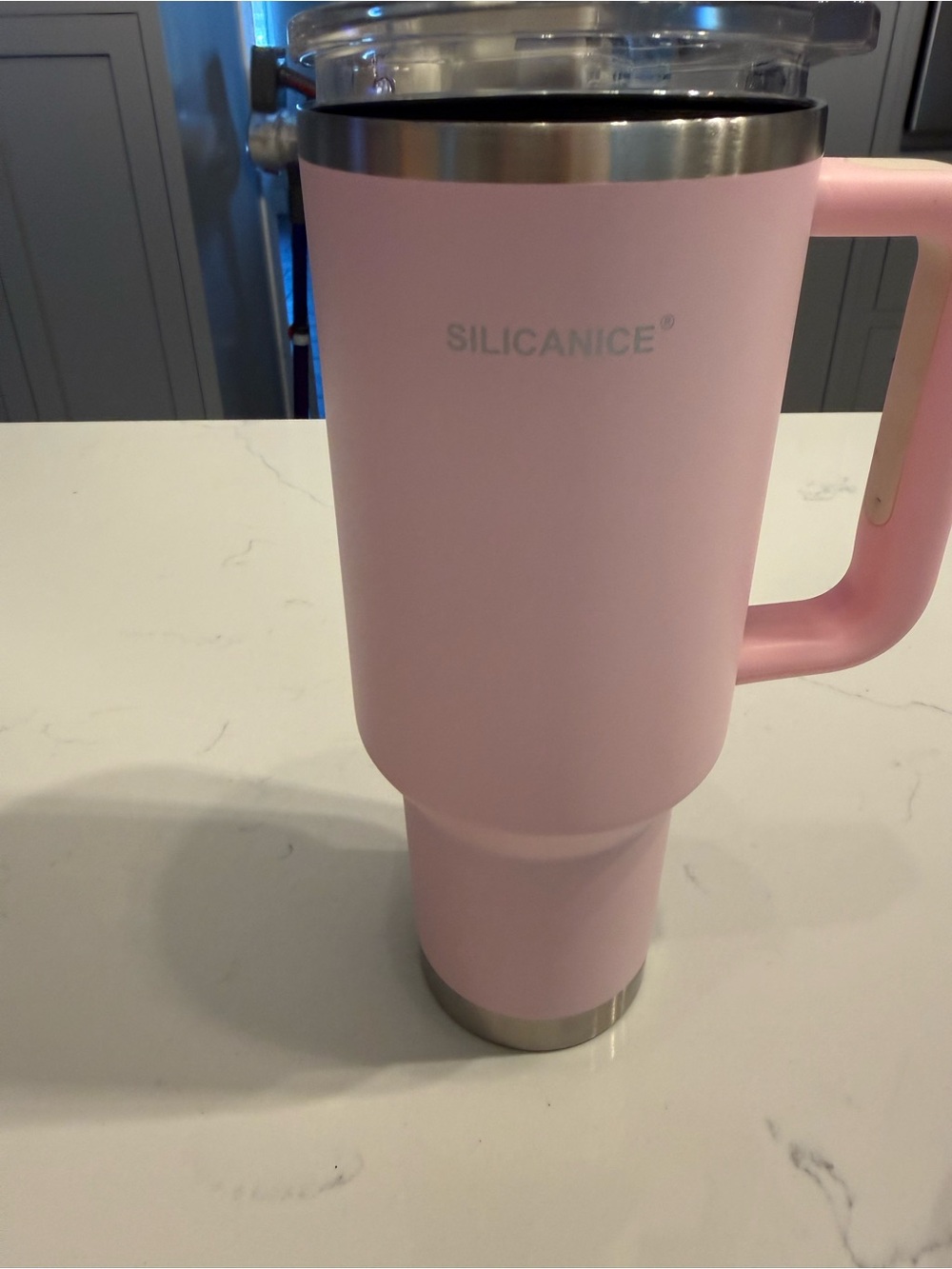 Pink Insulated Travel Mug with Handle